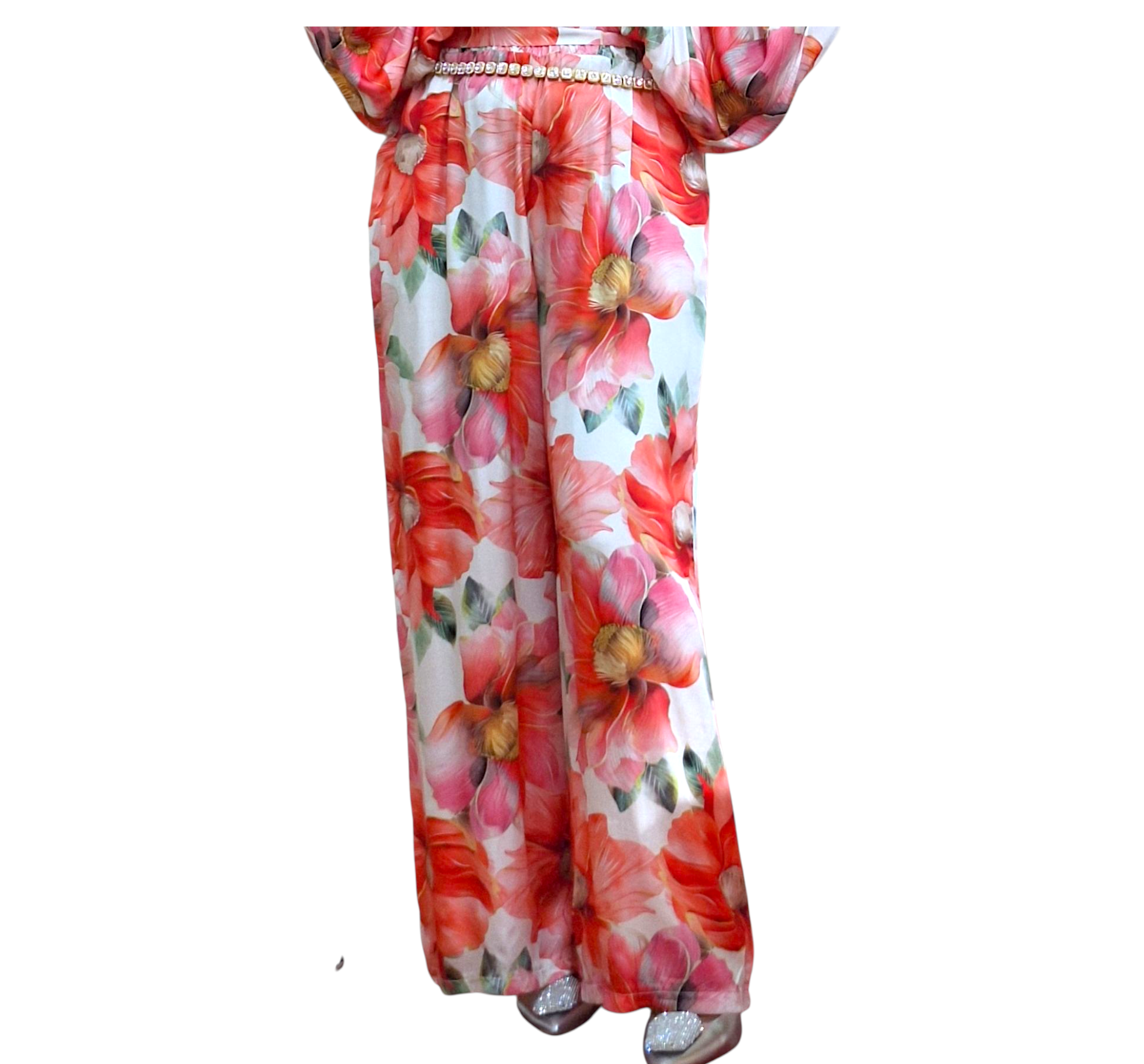 Pantaloni Flowers red