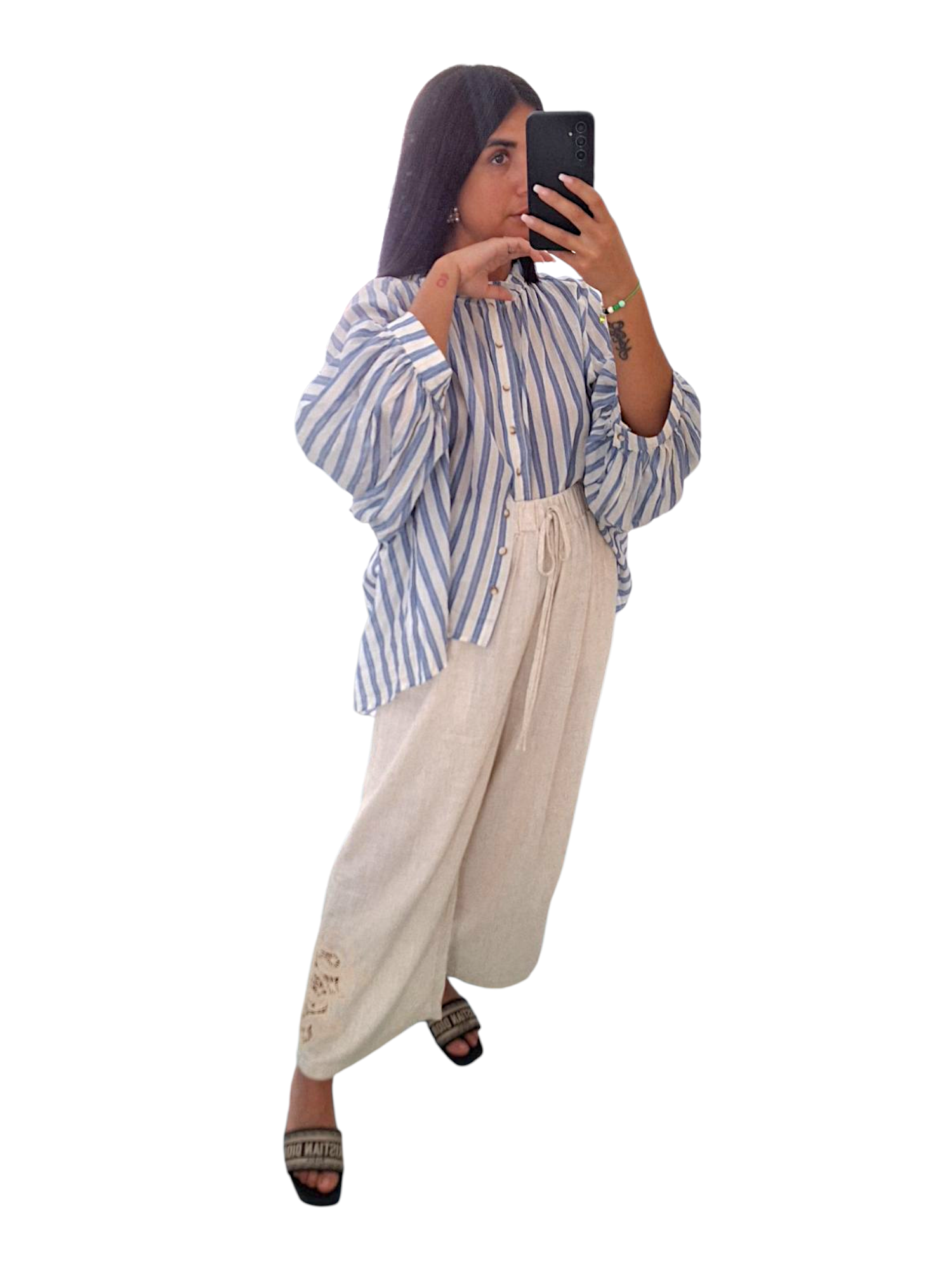 Pantaloni Lino Macramè